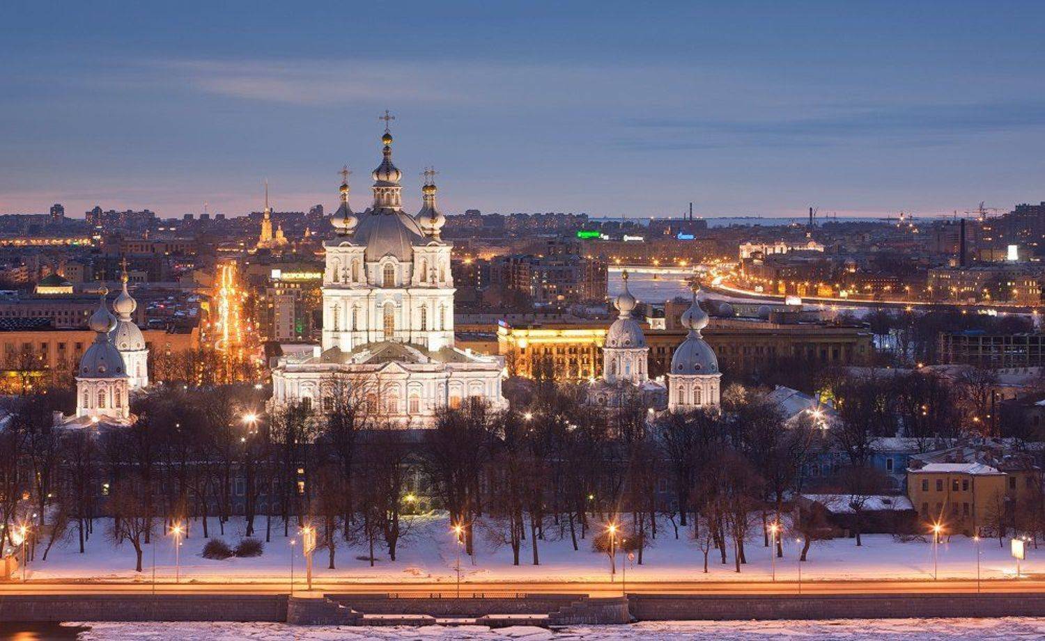 санкт-петербург, вечер, закат, крыша, смольный, собор, нева, Сергей Лукс