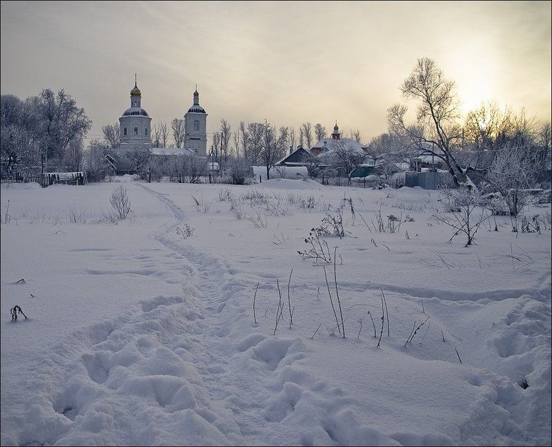 морозный закат фото превью