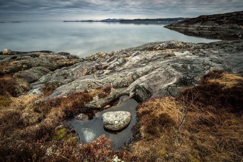 rocks, stones, landscape, cloudy, norway, sea, beach Rocky Beach фото превью