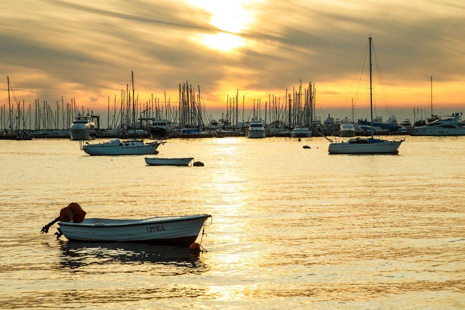 sea,umag,europe,boat,ship,landscape,water,sunset,sky,gold,sun, Алексей Гусев