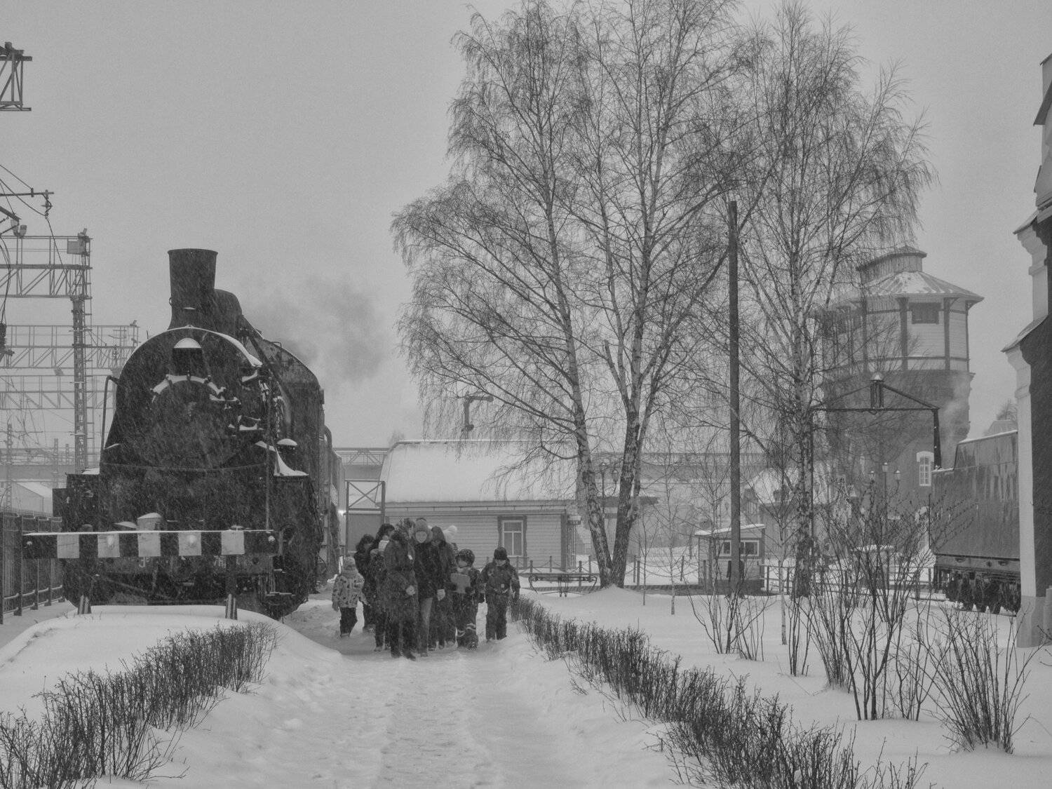 black and white, monochrome, moscow, winter, landscape, city, retro, Elena Beregatnova