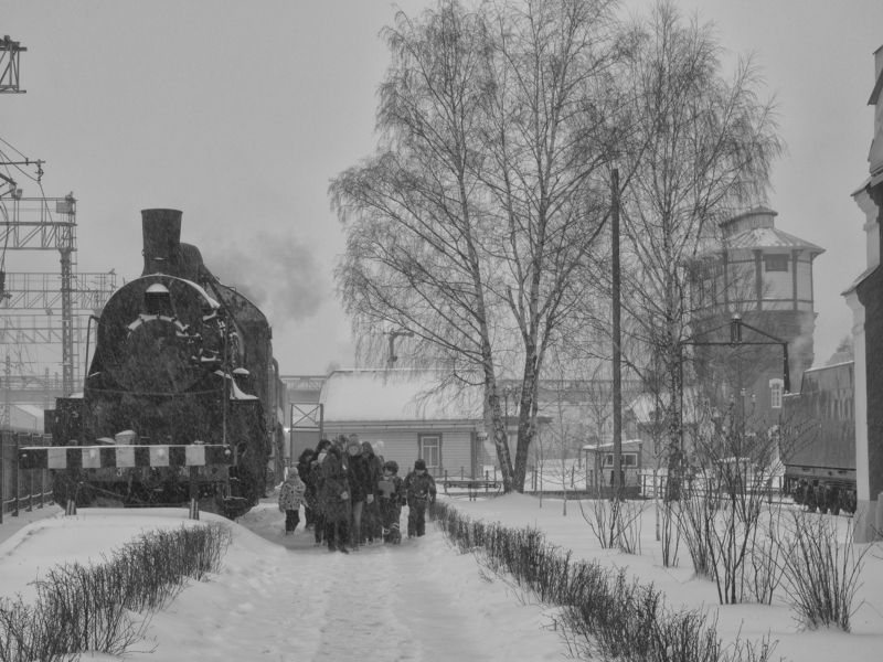 black and white, monochrome, moscow, winter, landscape, city, retro Travelling into the past фото превью