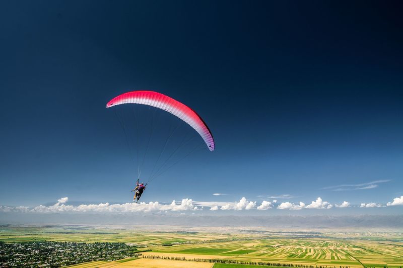 горы, природа, пейзаж, лето, озеро, параплан, туризм, полет Путешествие фото превью