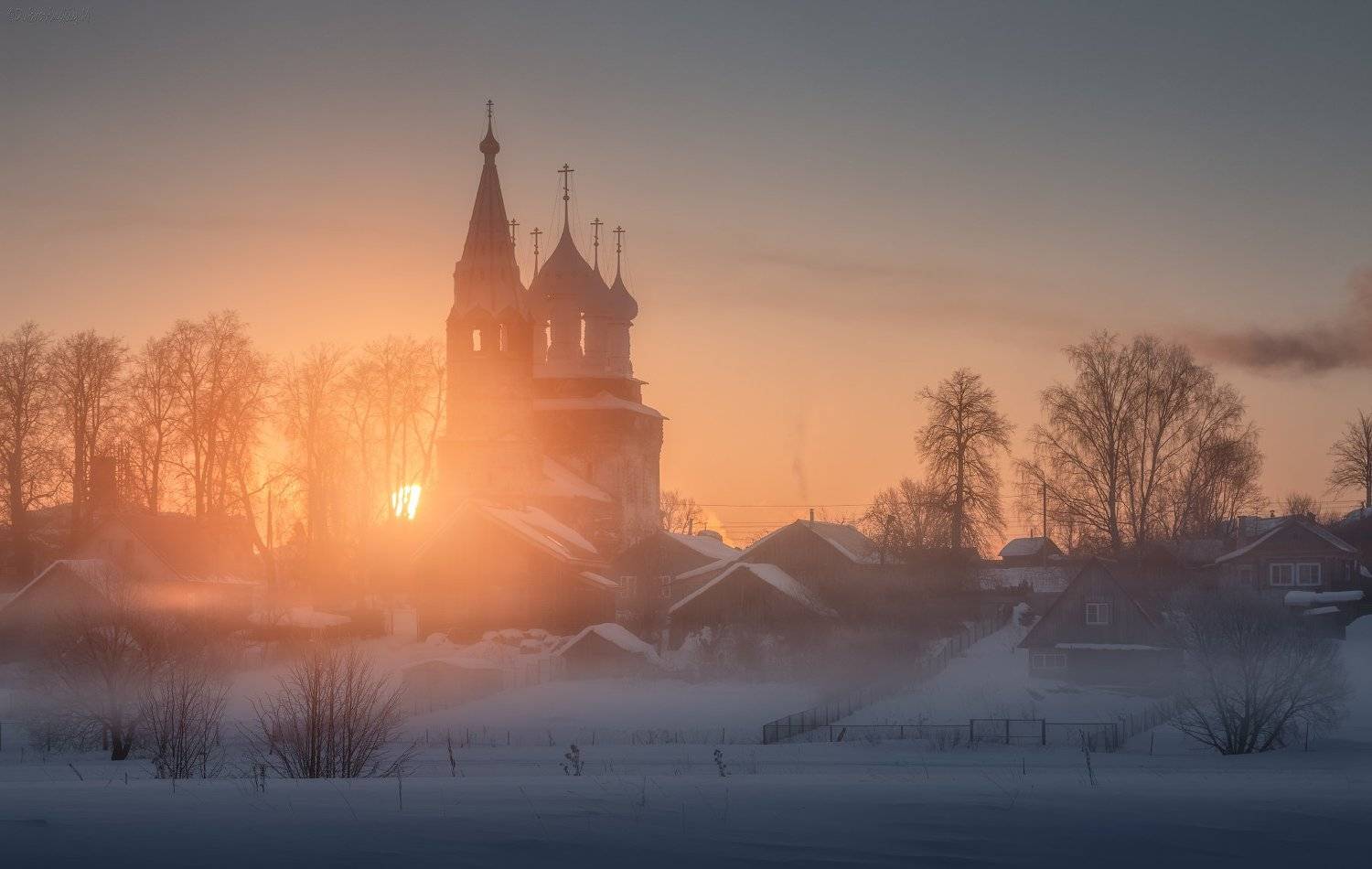 дунилово, теза, ивановская область, мороз, туман, рассвет, Михаил Дубровинский