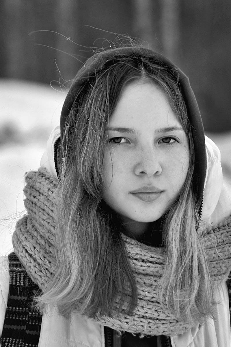 апатиты, портрет, взгляд, глаза, чб, девушка, Николай Смоляк