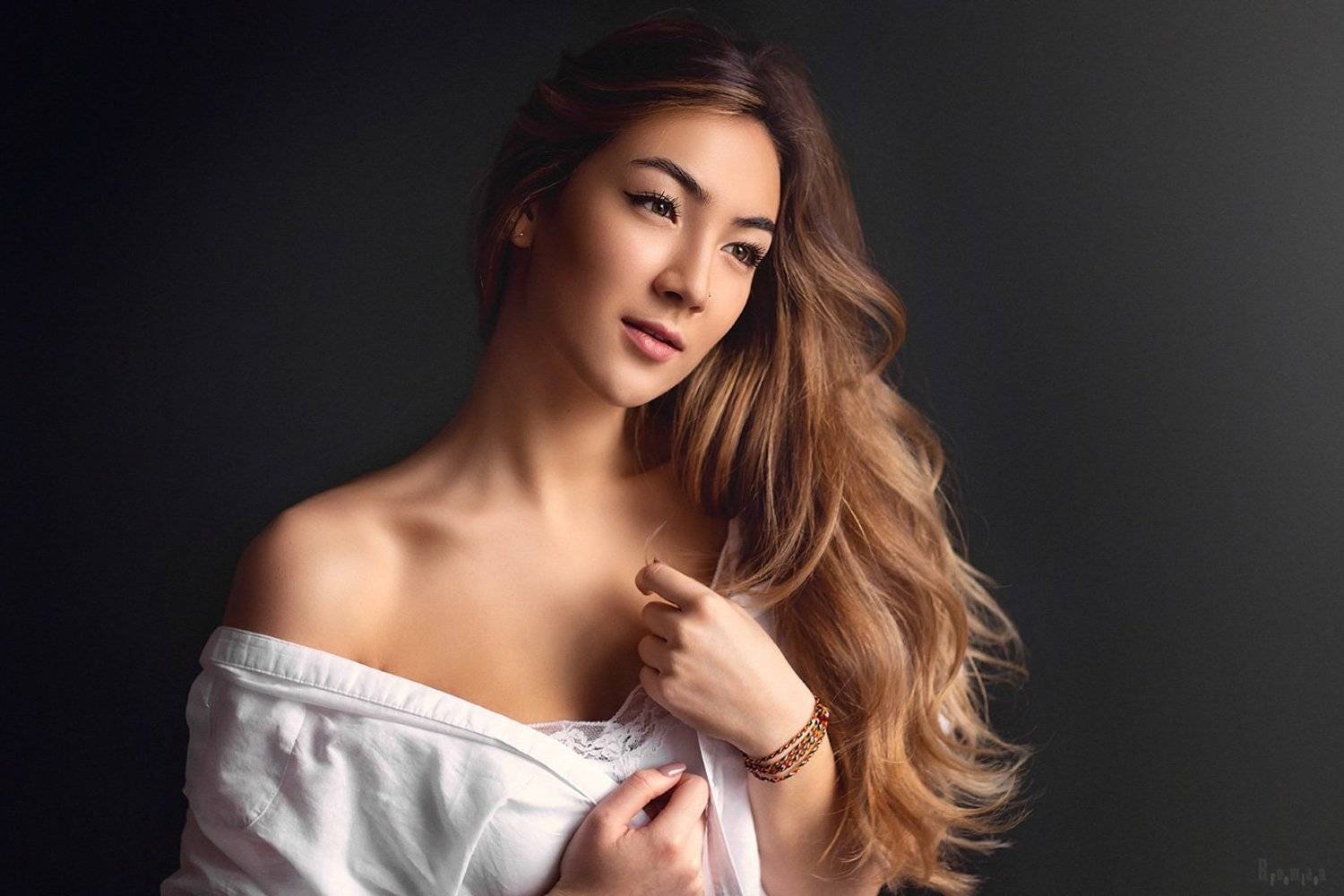 портрет, девушка, волосы, свет, Роман