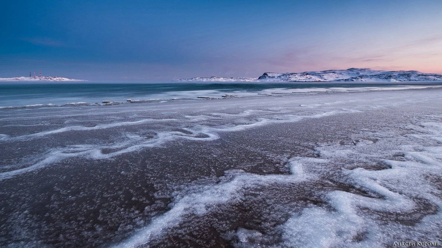 териберка, россия, кольский полуостров, баренцево море, арктика, север, заполярье, бухта, море, зима, рассвет, пейзаж, природа, лед, песок, пляж, teriberka, russia, kola peninsula, barents sea, arctic, north, bay, sea, winter, dawn, landscape, nature, ice, Алексей Королёв