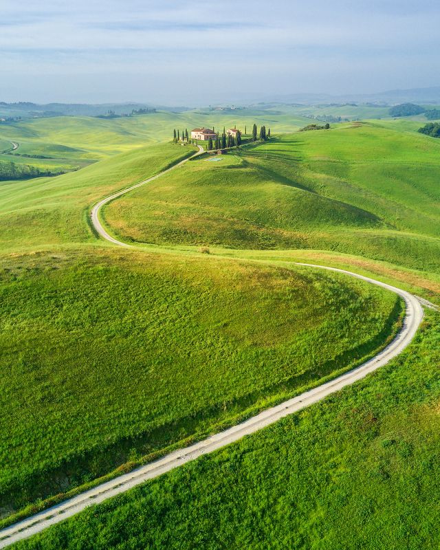 тоскана, италия, квадрокоптер, дрон Весеннее утро в Тоскане фото превью