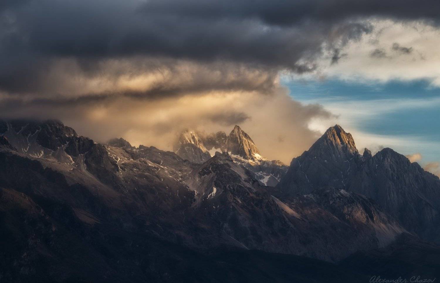 горы, облака, утро, тибет, Александр Чазов