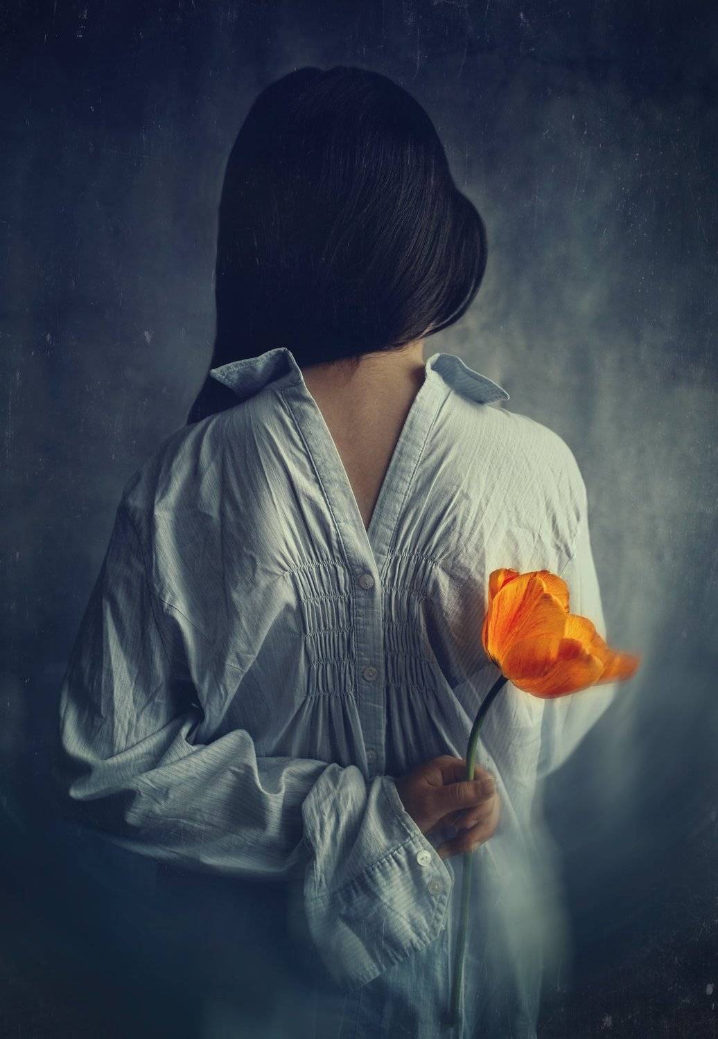 tulip, portrait, mood, blue, color, girl, Stanimira Shivacheva