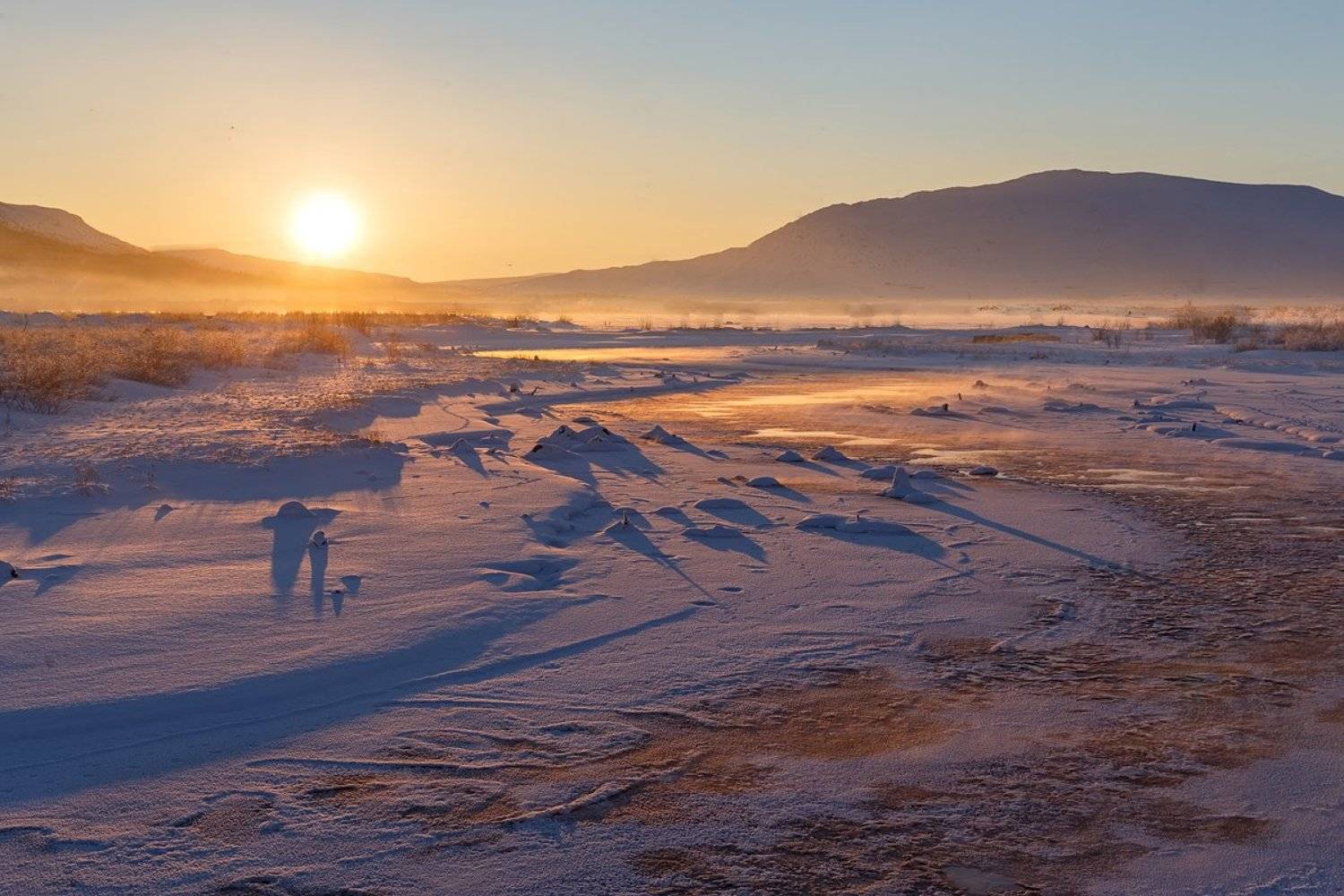 зима,речка,горы,снег,солнце,, Матвеев Игорь