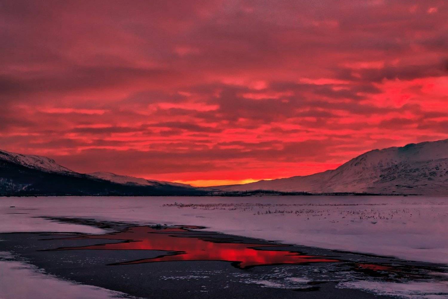 закат,горы,облака,озеро,вечер,, Матвеев Игорь