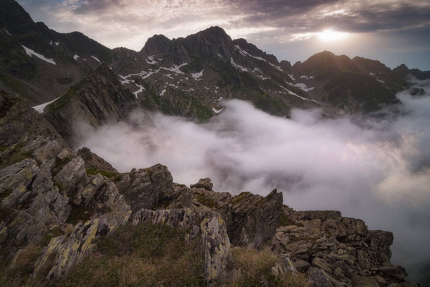 fagaras, foggy, sunset, negoiu, Csomai David