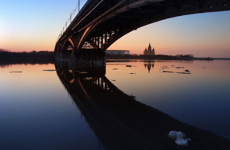 закат, ледоход, нижний новгород Нижегородские закаты фото превью