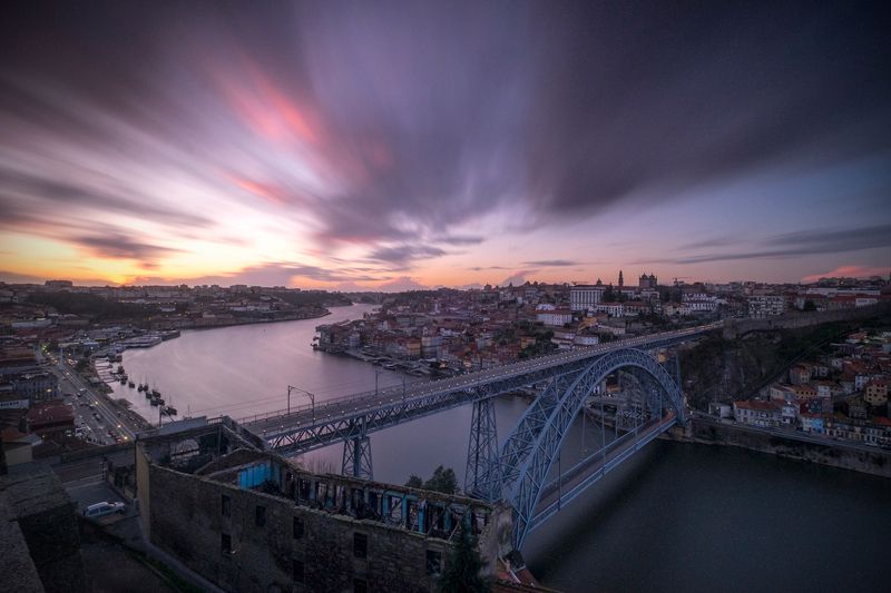 porto,portugal,sunset,sunrise,bridge,lomgexposure,long exposure,river Porto фото превью