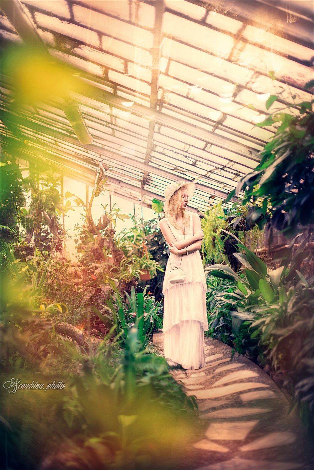 girl, vintage, sunny, nature, dress, девушка, винтаж, оранжерея, Марина Семёхина