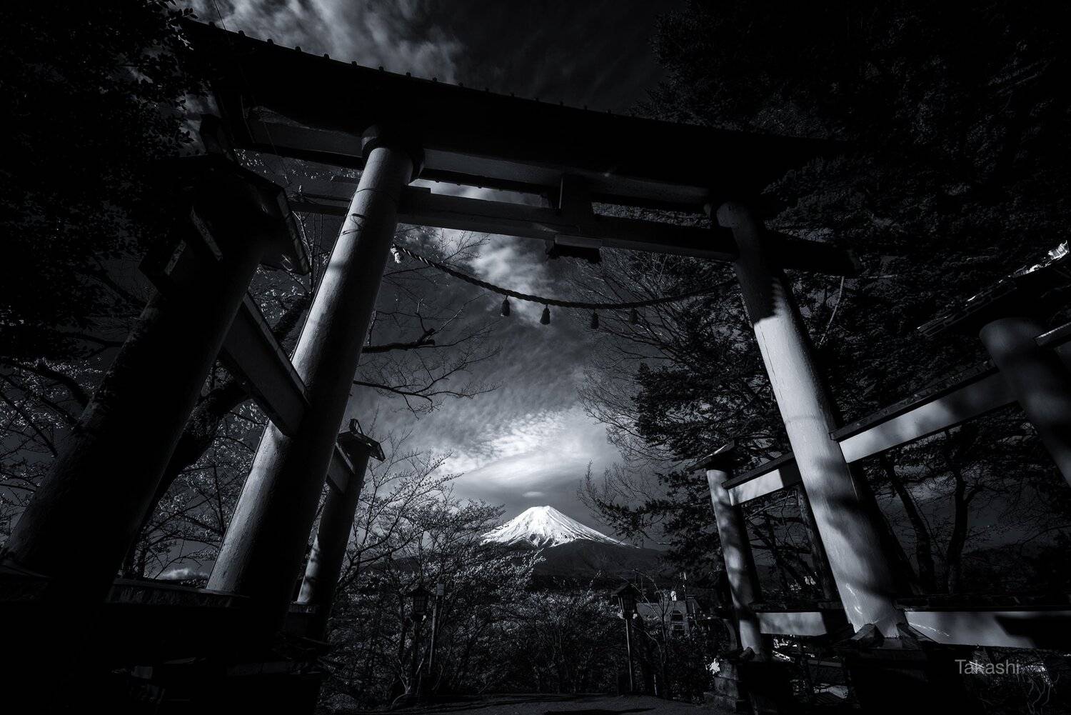 Fuji,Japan,mountain,gate,torii,cloud,, Takashi