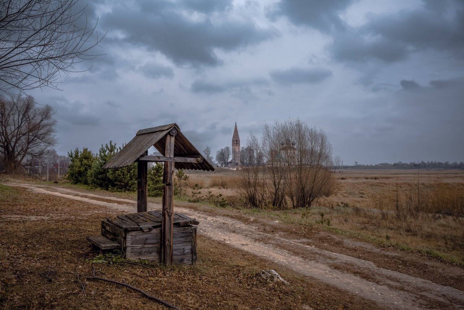 осень. храм, колдец, Игорь Приданников