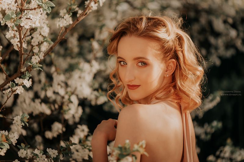 girl, sun, flowers, spring  Nastya фото превью