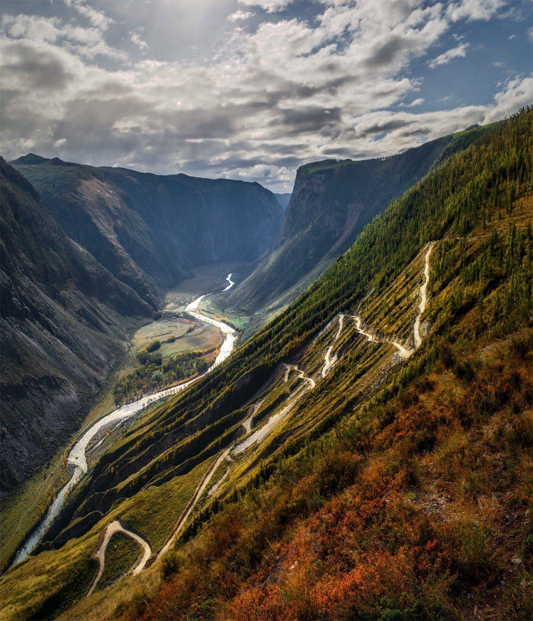 природа, пейзаж, алтай, горы, осень, река, чулышман, панорама, сибирь,, Альберт Беляев