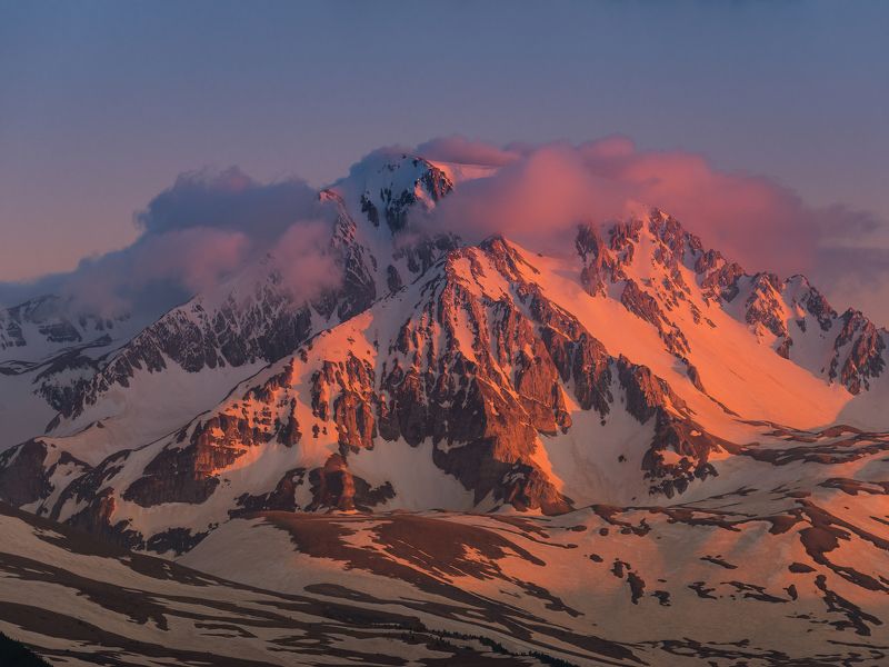 горы, кавказ, оштен, май, 2018, природа, закат ЕГО ВЕЛИЧЕСТВО ОШТЕН фото превью