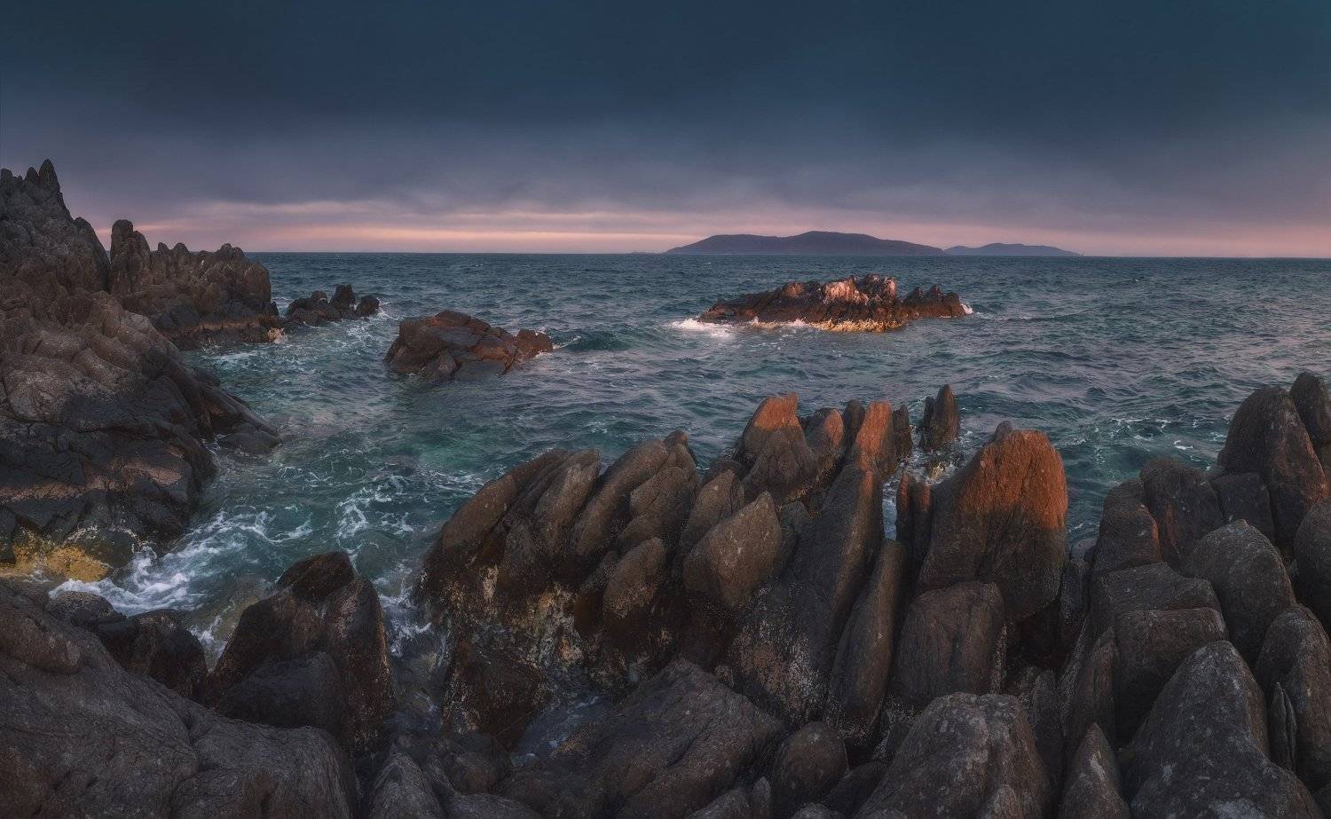 панорама, весна, море, скалы, камни, Андрей Кровлин