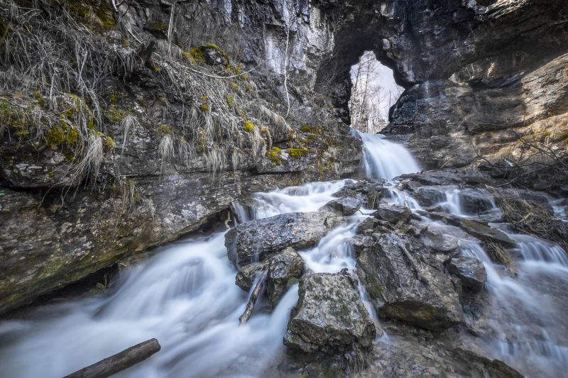 водопад, карст, выдержка, Башкирия Водопад на реке Куперля фото превью