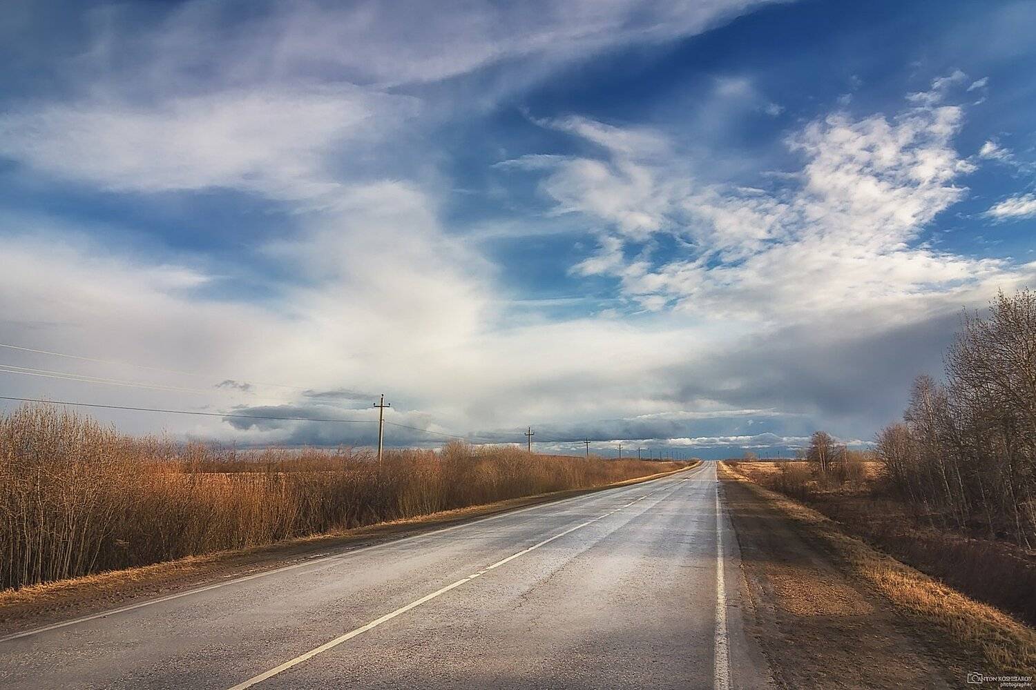урал,дорога,весна,небо,тучи,асфальт,пейзаж, Антон Кошетаров