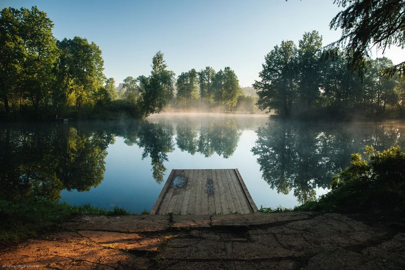 Середниково, Рассвет, Подмосковье, озеро, усадьба Лермонтова, июнь, туман Утренний свет в Середниково фото превью