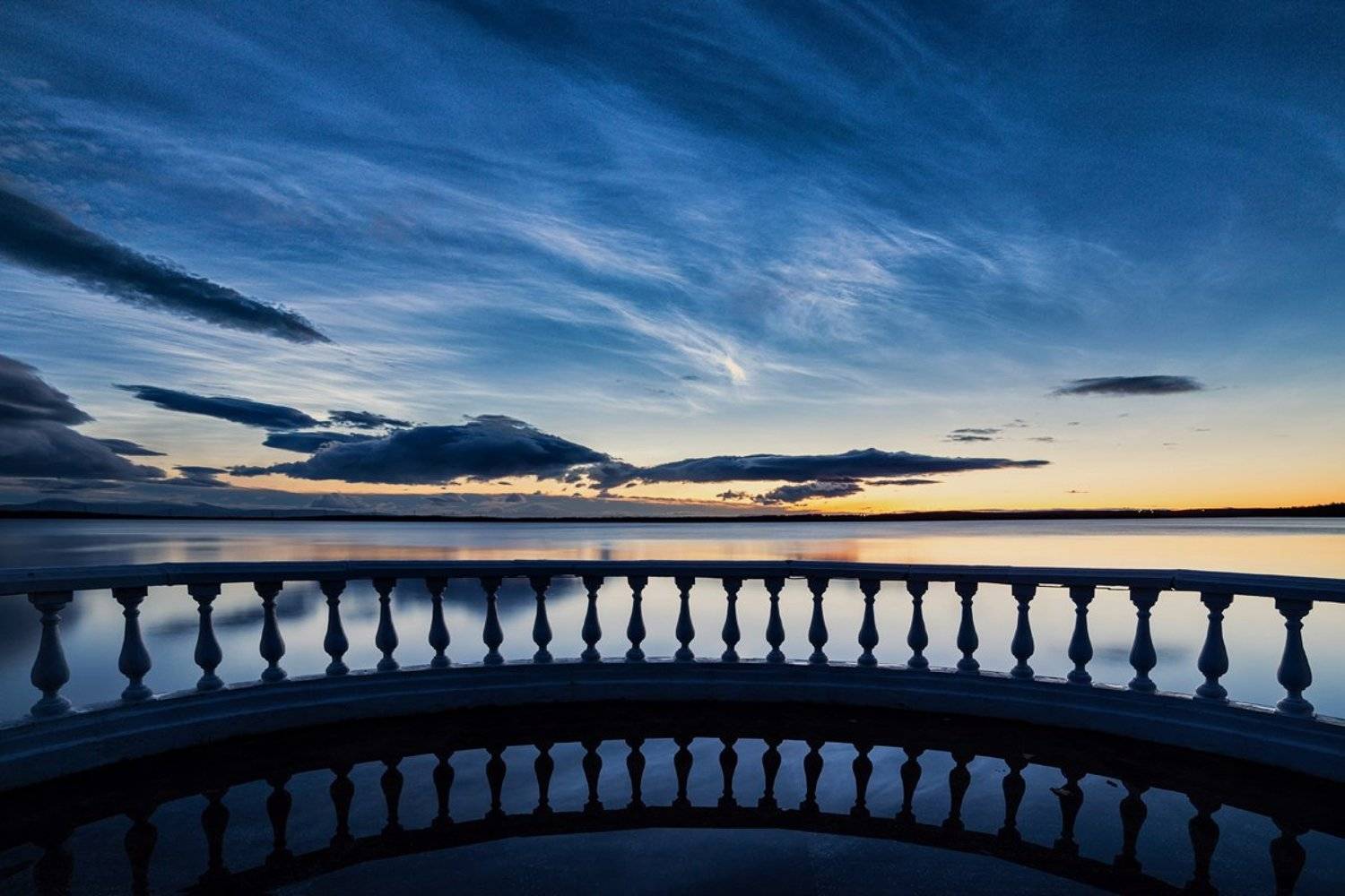 закат,озеро,тучи,балюстрада,штиль,, Матвеев Игорь