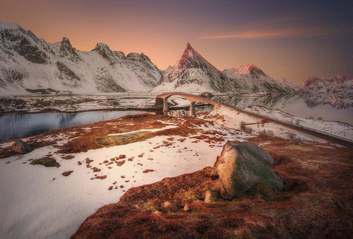 beach, sunset, Norway, Lofoten, sunrise, long exposure, mountains, sea, clouds, stones, , Patrycja Towarek
