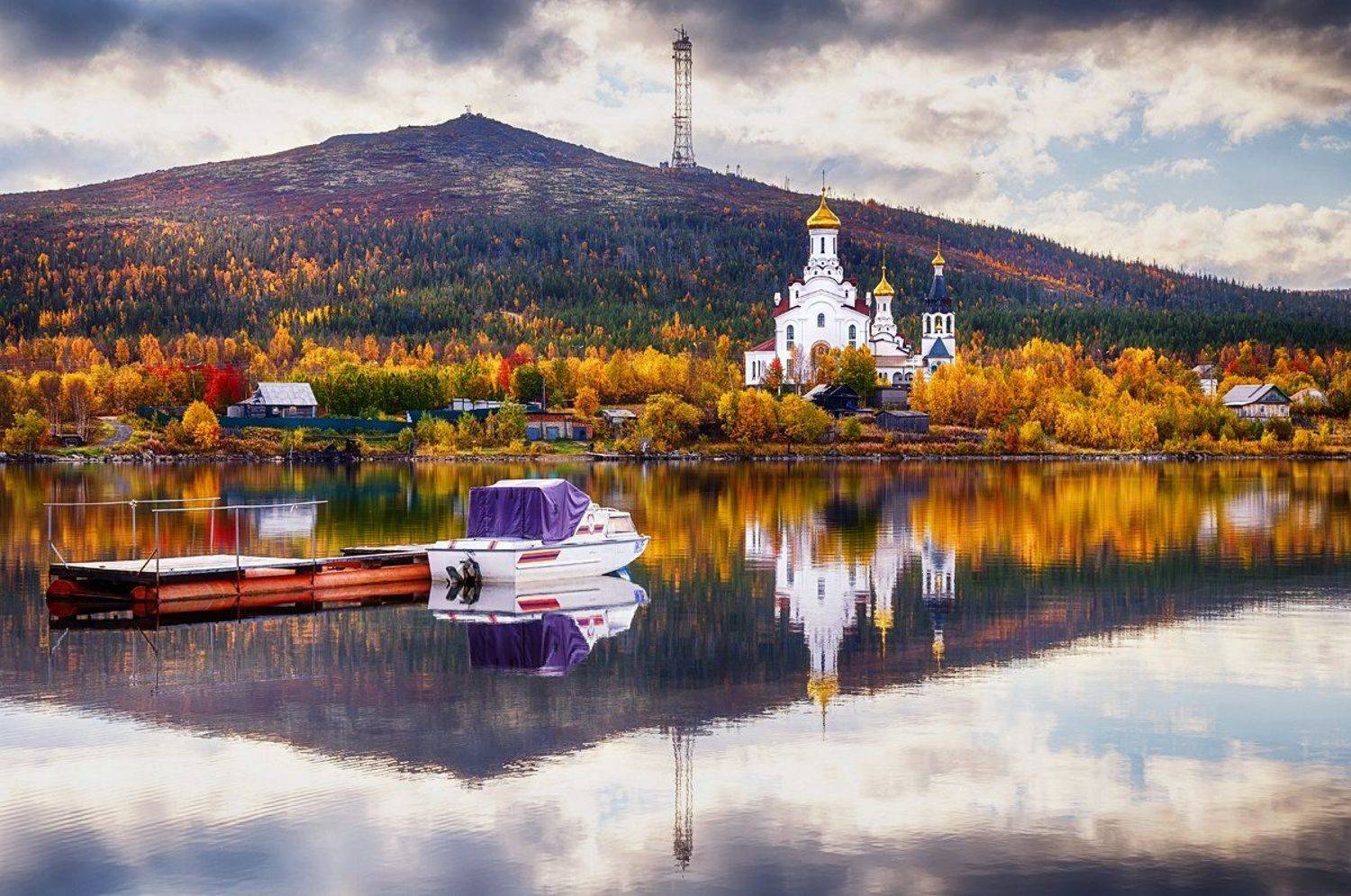 осень,озеро,горы,храм,отражение,штиль,, Матвеев Игорь