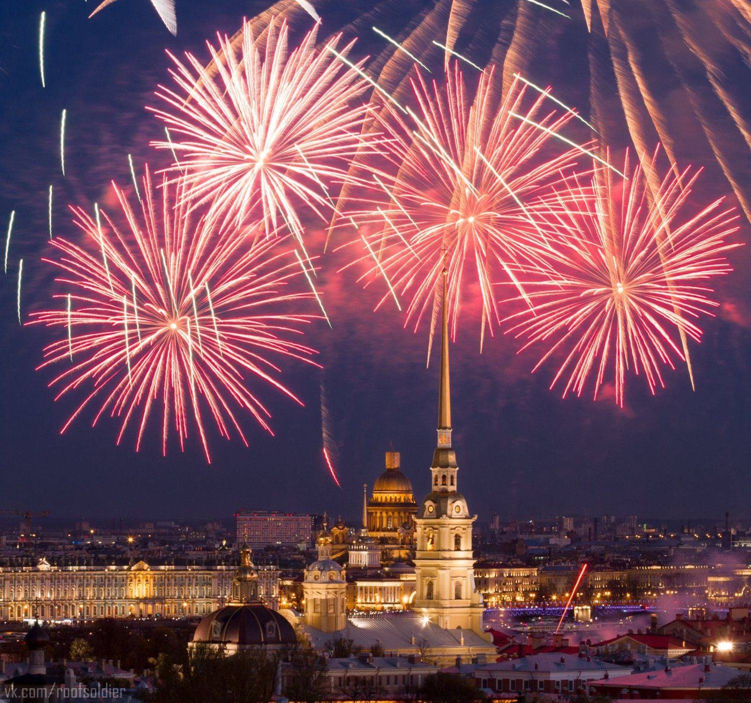 Салют, крыша, Петропавловская крепость, храм, Санкт-Петербург, День Победы, Голубев Алексей