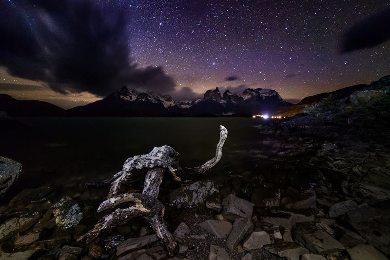 патагония, горы, рассвет, торрес дель пайне Тиха патагонская ночь фото превью