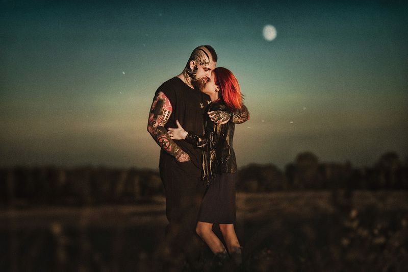 lovestory, портрет, пара, закат  фото превью