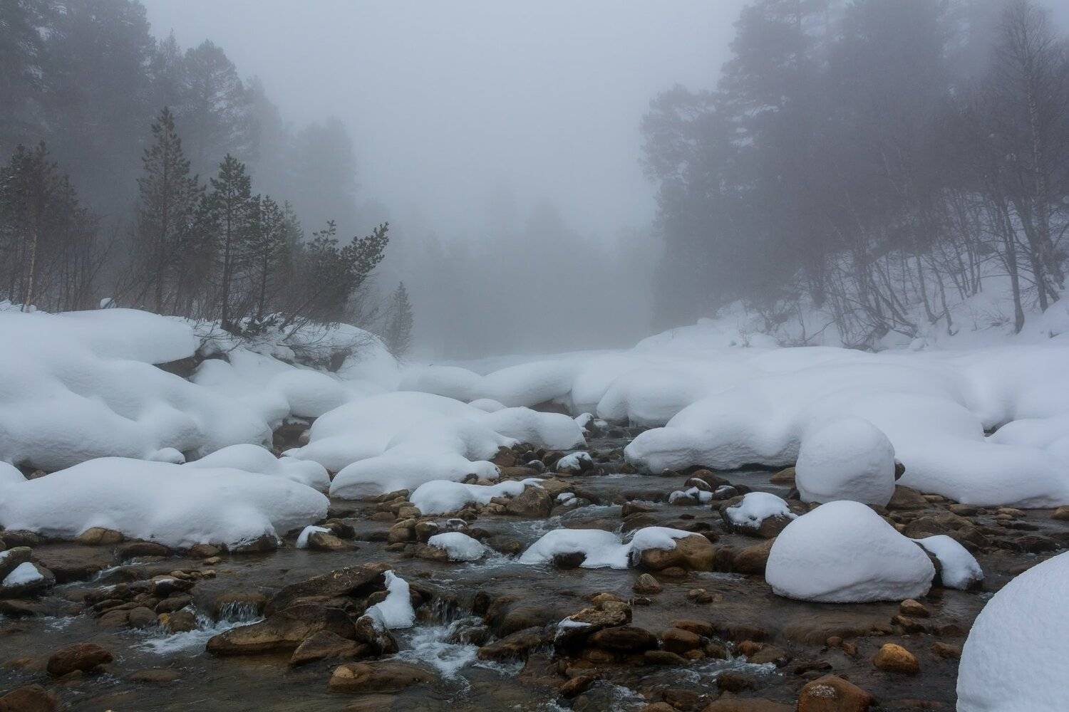река , туман, горы, Эстелла