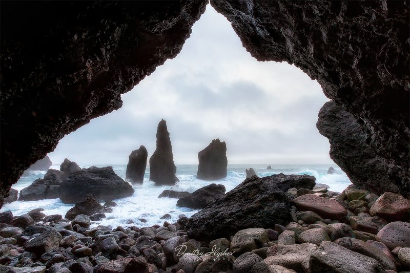 пейзаж, природа, исландия, океан, волны, утро, рассвет, небо, скалы, пещера, фотоутр, илышев, мыс Таинственная Исландия фото превью