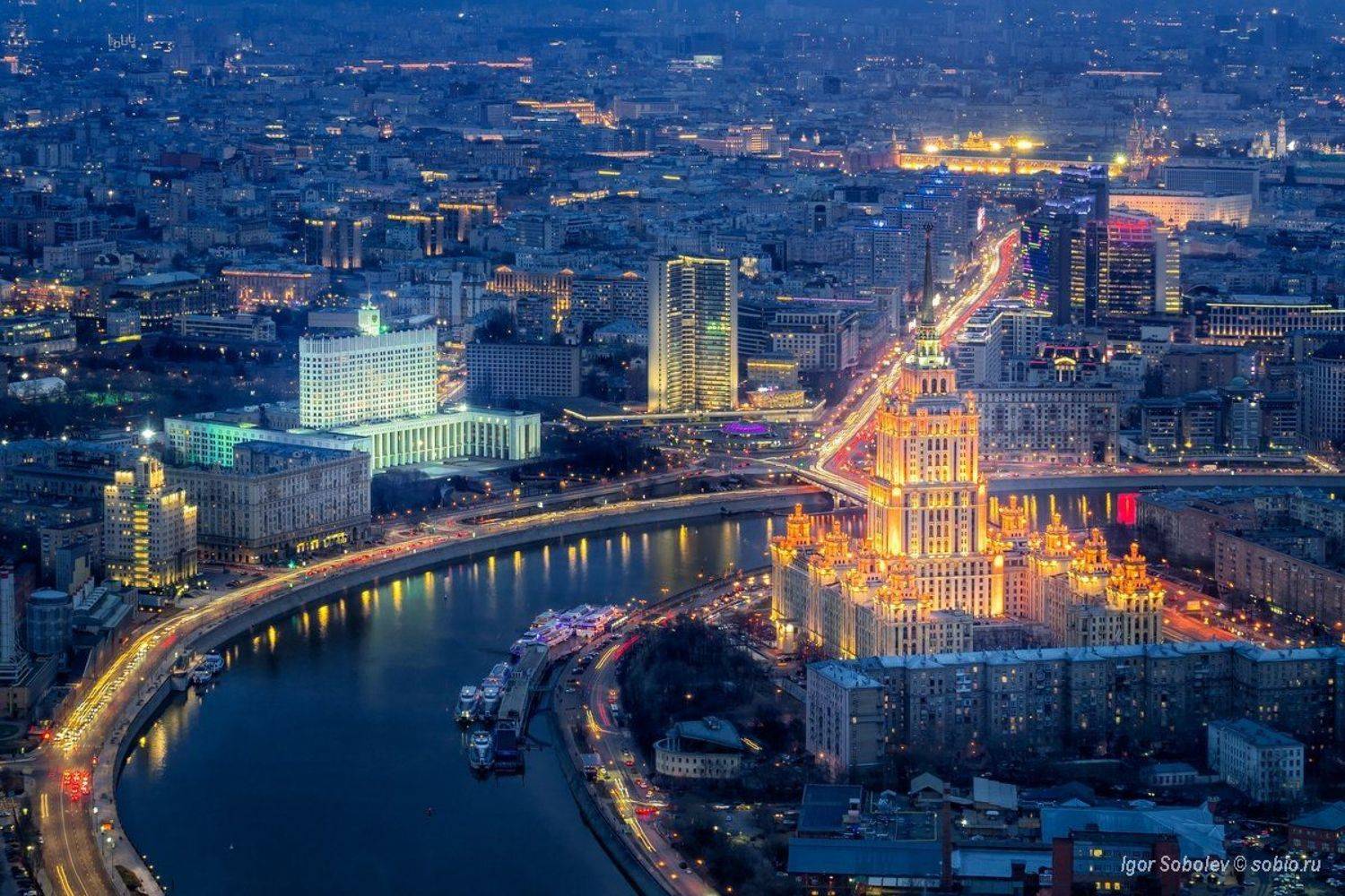 москва, гостиница украина, дом правительства, ночь, москва-река, moscow, hotel ukraine, government house, night, moscow river,, Соболев Игорь