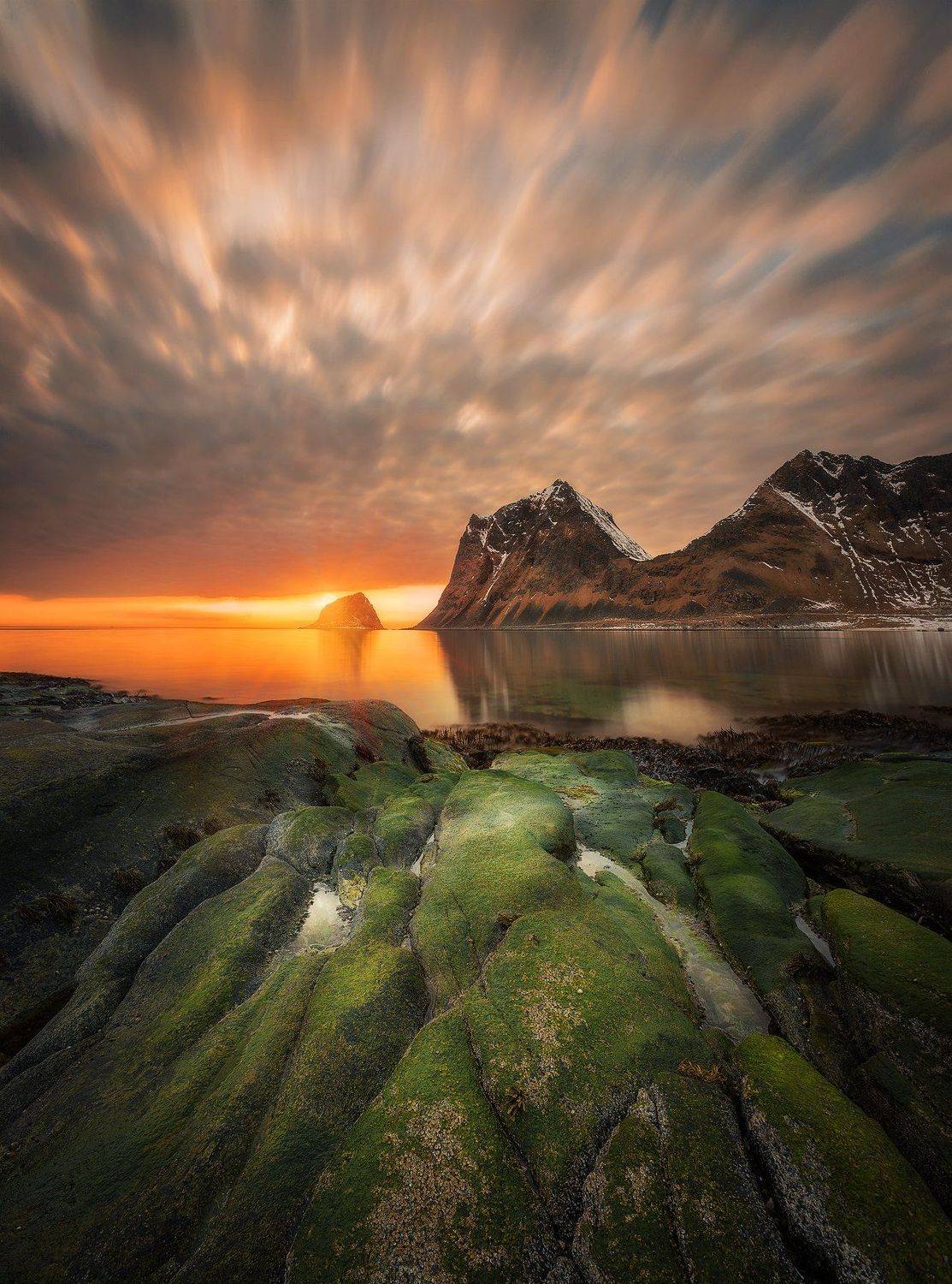 sunset, Lofoten, Norway, beach, sea, clouds, long exposure, landscape, mountains, , Patrycja Towarek