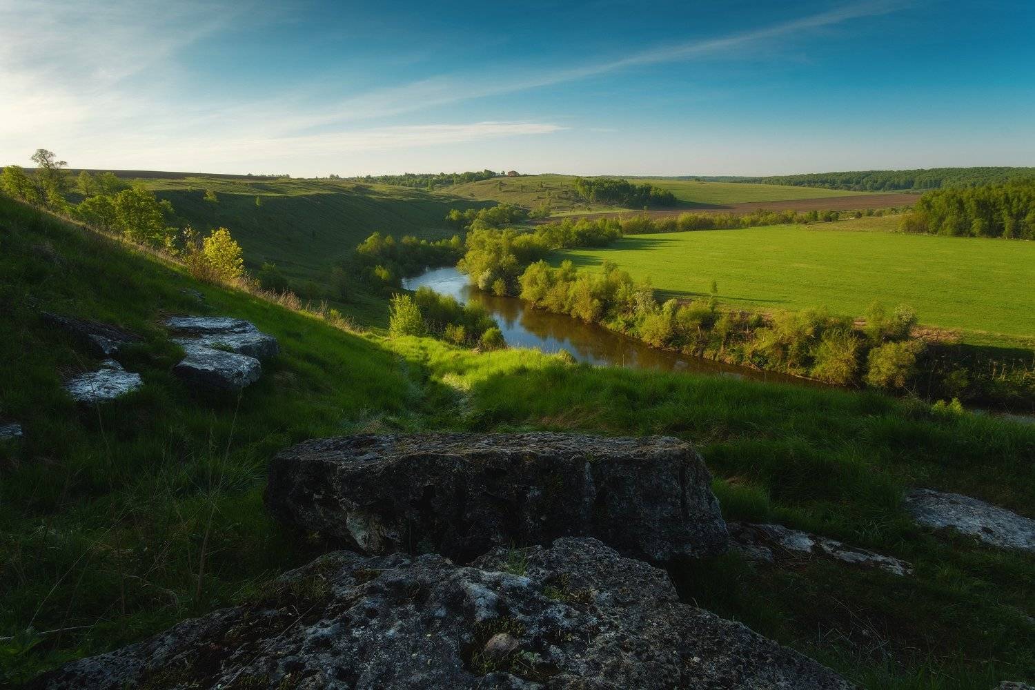 россия, московская область, зарайск, река, восход солнца, рассвет, луг, лес, весна, камни, пейзаж, природа, Оборотов Алексей
