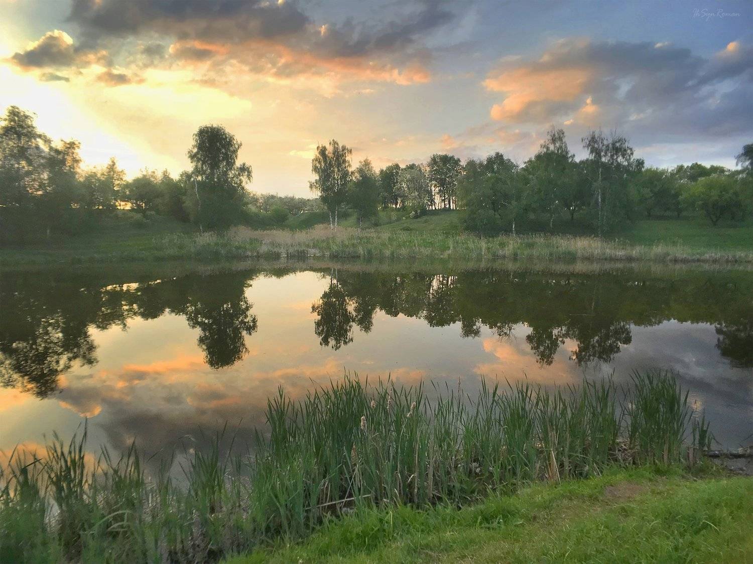 весна,май,закат,озеро,камыш, Roma  Chitinskiy