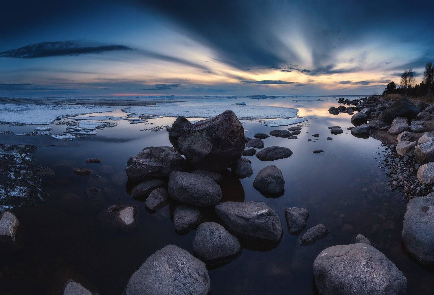 россия, ярославская область, рыбинское водохранилище, ледоход, лед, весна, озеро, закат, пейзаж, природа, Оборотов Алексей