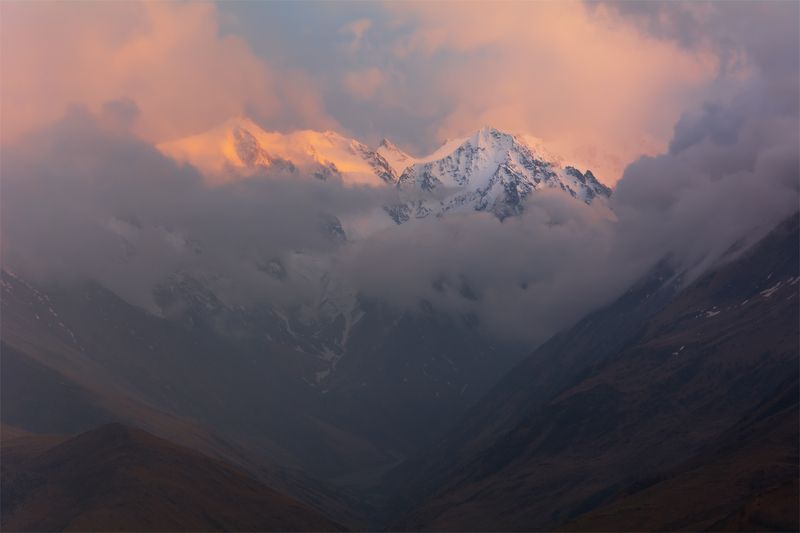 природа, пейзаж, горы, кавказ, закат, вечер, весна, путешествие, небо, облака * фото превью