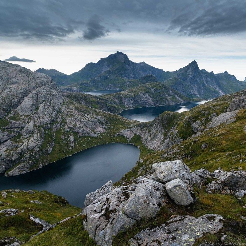 лофотены, Норвегия, пляж, море, север, острова, скалы, панорама High-altitude lakes фото превью