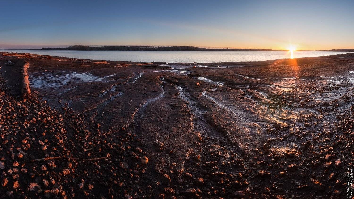 закат, солнце, вечер, берег, залив, кондас, пешково, пермский край, Владимир Ушаков
