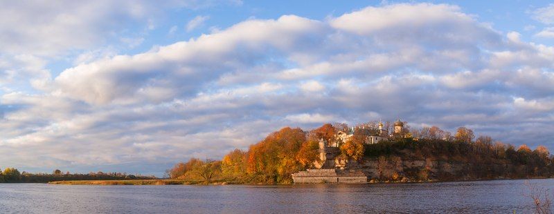 Псков, Pskov, Великая, река, небо, закат, осень, облака, небо, sky, sunset, clouds, river Снетогорский монастырь фото превью
