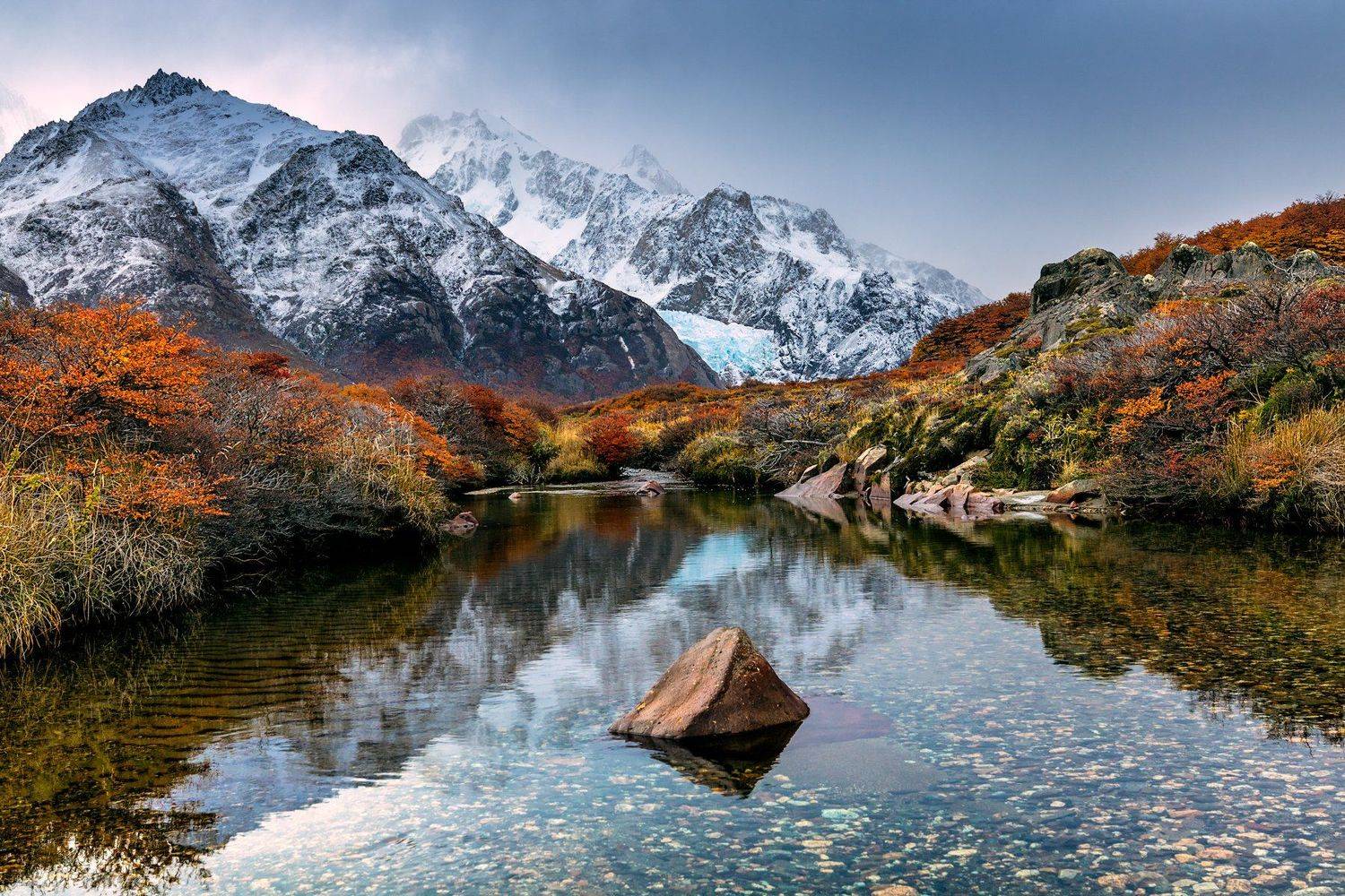 river trees autumn stone mountains , Ольга Тарасюк