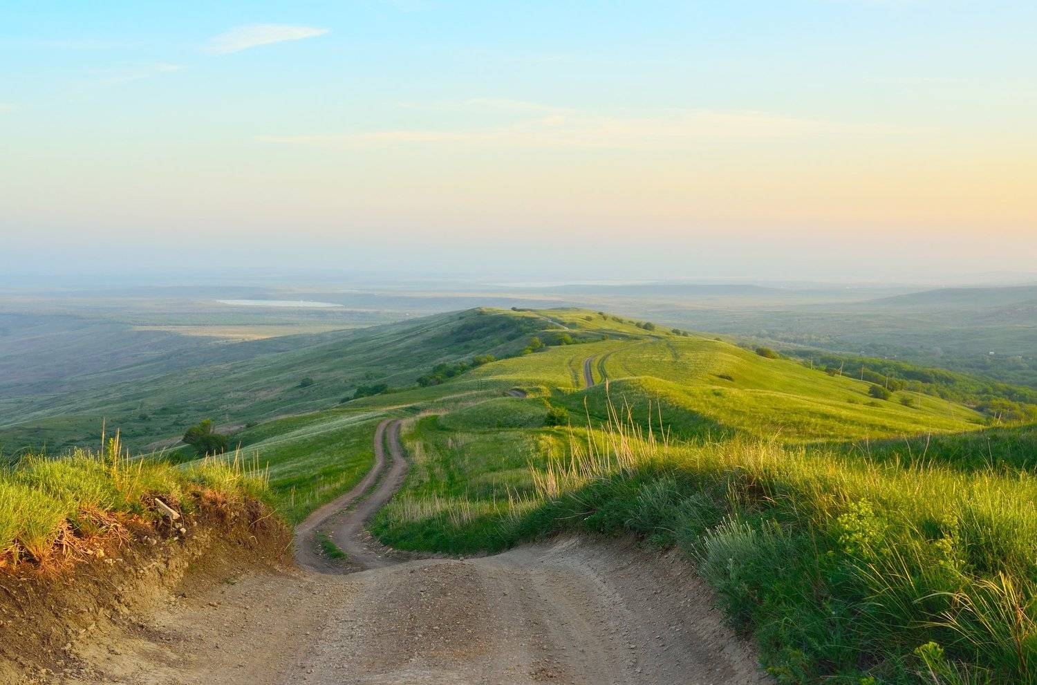лето рассвет степь дорога, Александр Жарников