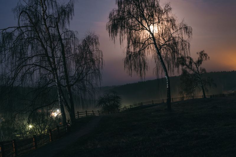 ночь, свет, туман, плёс, иваново, россия, пейзаж, fujifilm, xtrance, landscape, night, fog Плёс фото превью