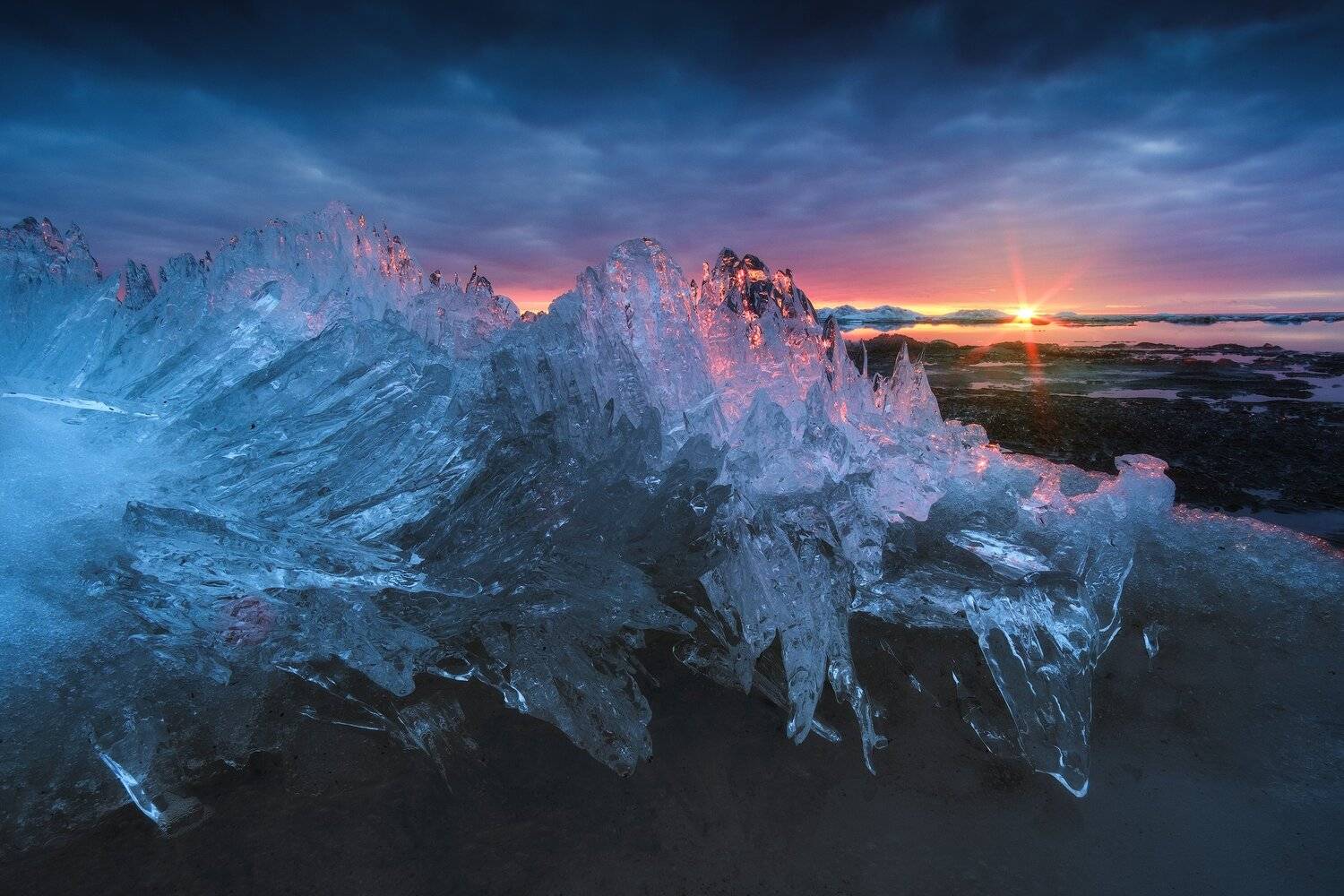 россия, ярославская область, рыбинское водохранилище, ледоход, лед, весна, озеро, закат, пейзаж, природа, Оборотов Алексей